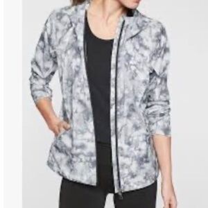 Athleta Gray Tie-Dye Printed Lightweight Performance Active Zip Jacket Size XS